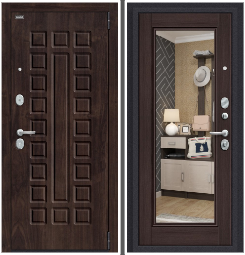 Входная дверь в квартиру с зеркалом Porta S 51.П61 Almon 28 / Wenge Veralinga