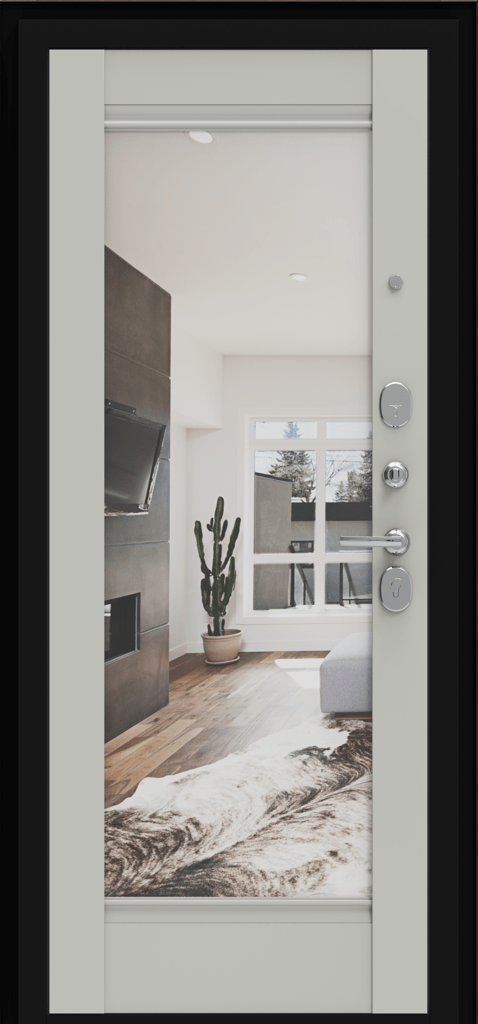 Входная дверь в квартиру с зеркалом Porta R 4.K41 Graphite Art/Nardo Grey