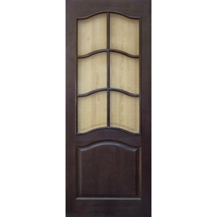 Двери из массива сосны ПМЦ-7 (тёмный лак) со стеклом