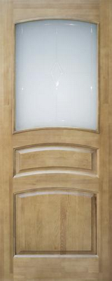 Дверь из массива сосны ПМЦ-16 (светлый лак) со стеклом
